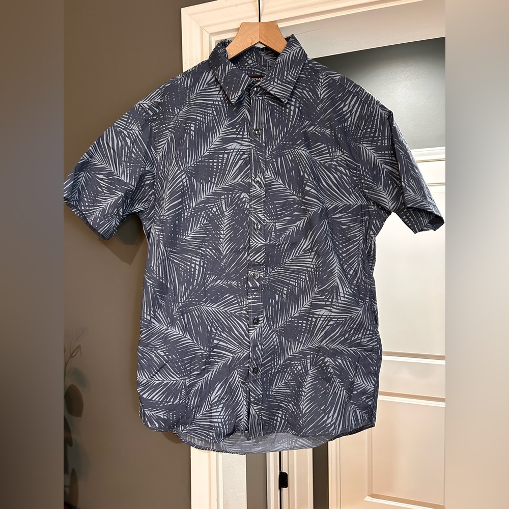 Michael Kors Blue and White Patterned Shirt